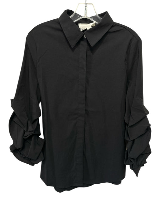 Pomander Place Size Medium Black Polyester Long puff sleeve Button Front Top Black / Medium