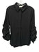 Pomander Place Size Medium Black Polyester Long puff sleeve Button Front Top Black / Medium