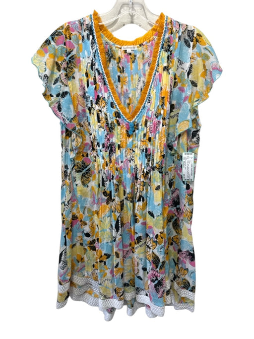 Poupette St. Barth Size Medium Blue, Pink, Orange Cotton Fringe trim Dress Blue, Pink, Orange / Medium