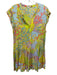 Poupette St. Barth Size Medium Blue, Green, Orange Rayon Ruffle Cap Sleeve Dress Blue, Green, Orange / Medium