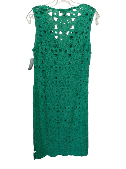 Aqua Size Medium Green Cotton Sleeveless Open Knit Below Knee Swim Cover Dress Green / Medium