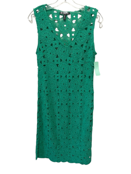 Aqua Size Medium Green Cotton Sleeveless Open Knit Below Knee Swim Cover Dress Green / Medium