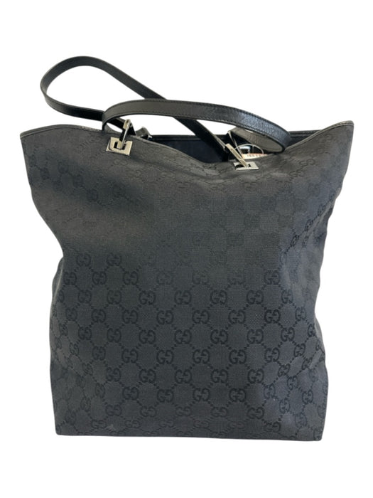 Gucci Navy Blue Canvas & Leather Top Handles Guccissima Open Top Shoulder Bag Navy Blue / S