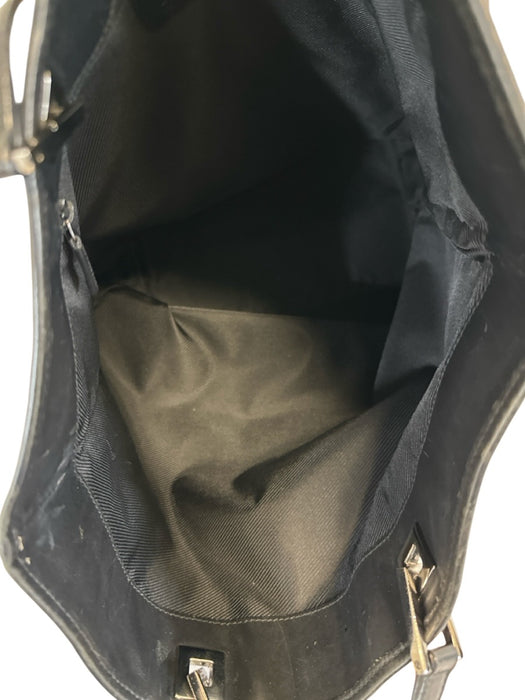Gucci Navy Blue Canvas & Leather Top Handles Guccissima Open Top Shoulder Bag Navy Blue / S