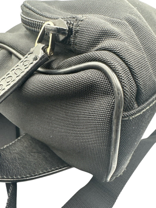 Gucci Black Canvas & Leather Velcro Strap Mesh Panels Top Flap Backpack Bag Black / S