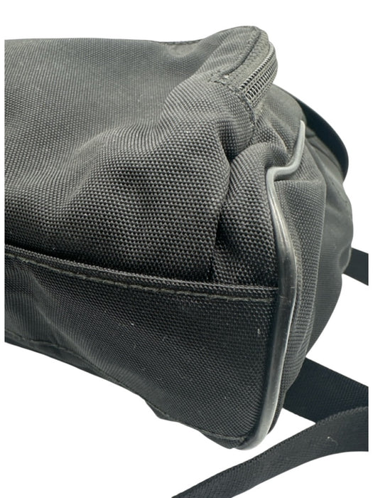 Gucci Black Canvas & Leather Velcro Strap Mesh Panels Top Flap Backpack Bag Black / S