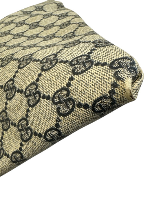 Gucci Beige & Navy Blue Coated Canvas & Leather Open Top Guccissima Bag Beige & Navy Blue / L