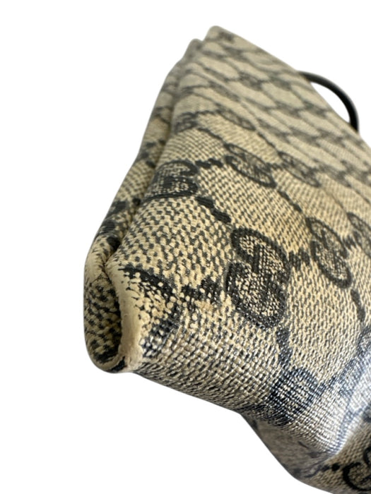Gucci Beige & Navy Blue Coated Canvas & Leather Open Top Guccissima Bag Beige & Navy Blue / L