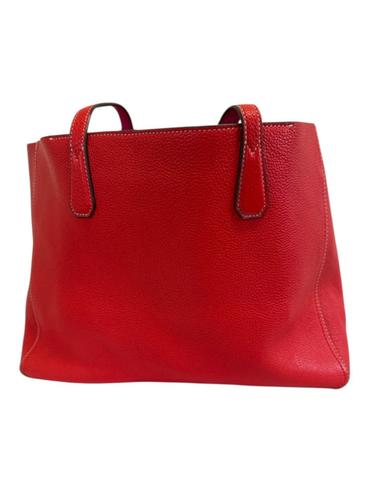Tory Burch Red & Pink Pebble Leather Top Handles Color Block Reversible Tote Bag Red & Pink / M