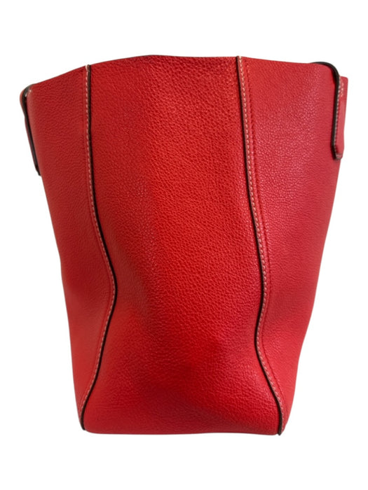 Tory Burch Red & Pink Pebble Leather Top Handles Color Block Reversible Tote Bag Red & Pink / M