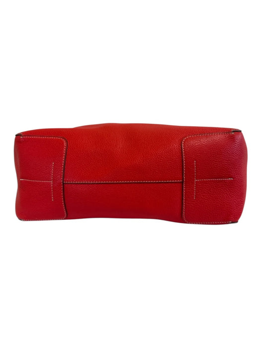 Tory Burch Red & Pink Pebble Leather Top Handles Color Block Reversible Tote Bag Red & Pink / M