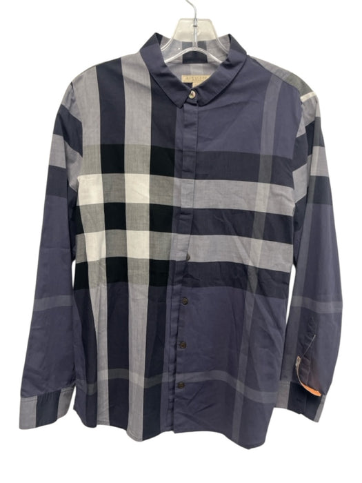 Burberry Brit Size M Blue, Gray, White Cotton Long Sleeve Plaid Button Top Blue, Gray, White / M