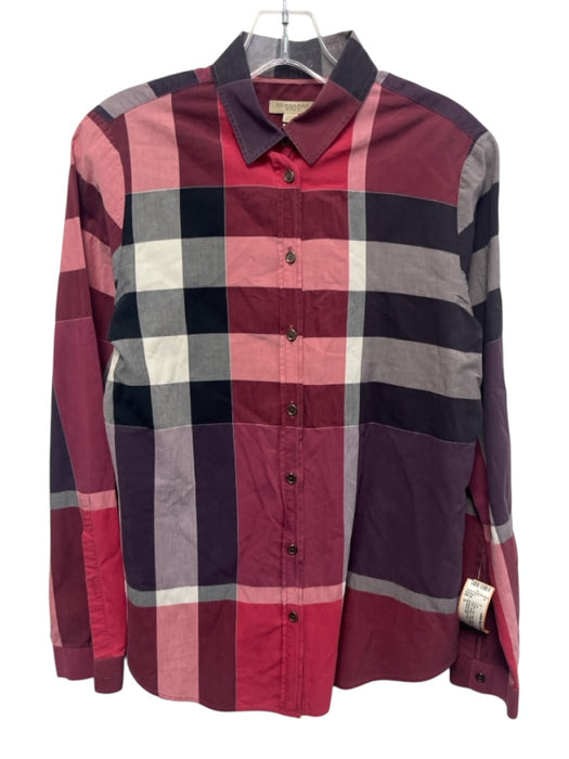Burberry Brit Size S Purple, Red, Black Cotton Long Sleeve Plaid Button Top Purple, Red, Black / S