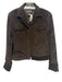 Harold's Size 8 Dark Brown Suede leather Hook & Eye Collar Flap Pockets Jacket Dark Brown / 8