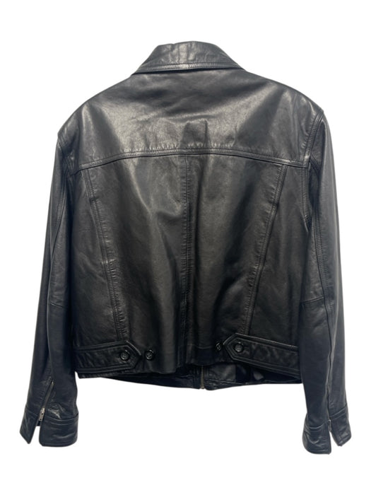 Lauren Ralph Lauren Size S Black Leather Zip Up Collar Pockets Jacket Black / S