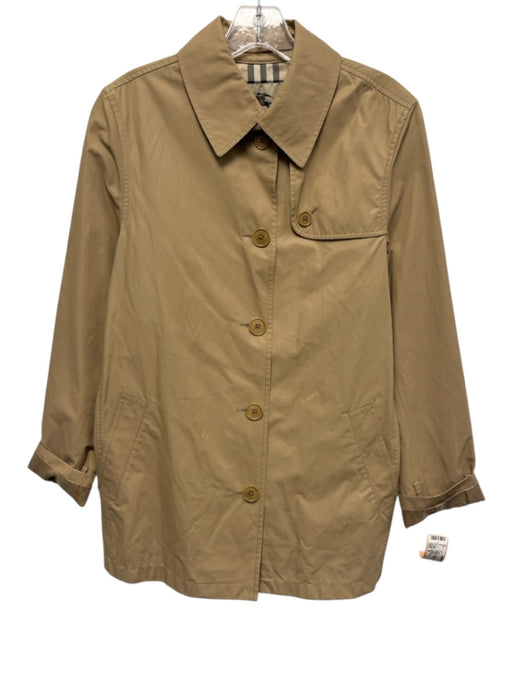 Burberry Size 8 Beige Cotton & Polyamide Buttons Collar Pockets Coat Beige / 8