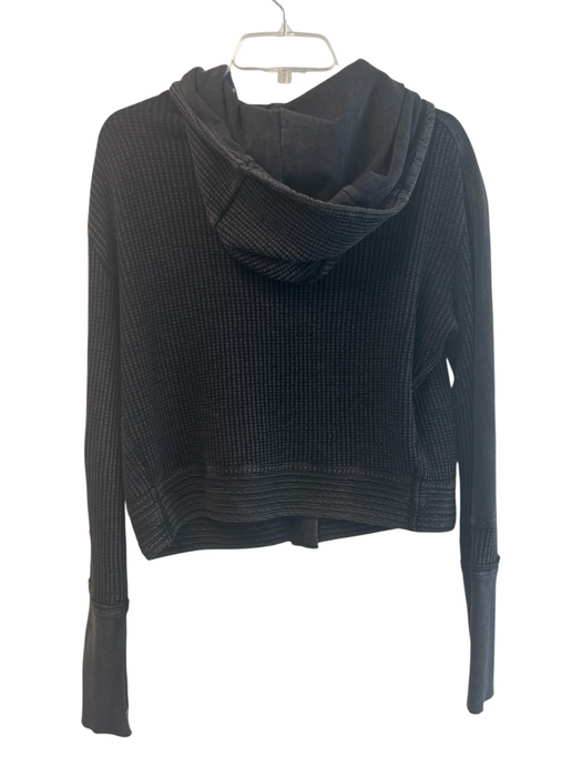 Free People One Size XS Gray Cotton Zip Close Waffle Knit Hood Cropped Jacket Gray / XS