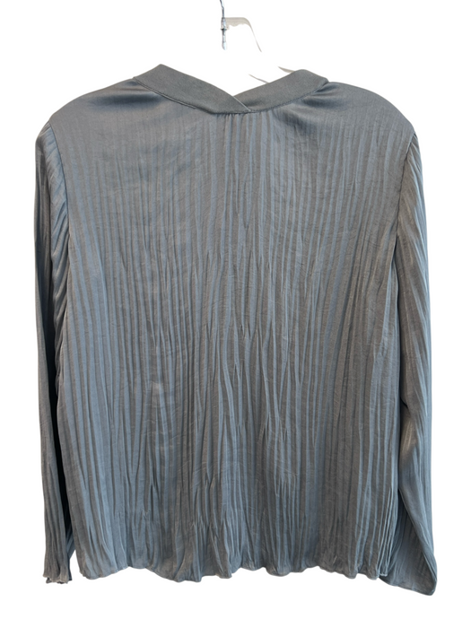 Vince Size XS Gray Polyester Long Sleeve V Neck Pleated Top Gray / XS