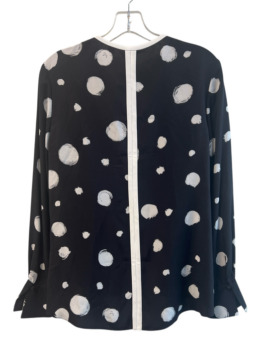 Ted Baker Size 2 Black Viscose Round Neck dots Long Sleeve Top Black / 2