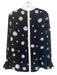Ted Baker Size 2 Black Viscose Round Neck dots Long Sleeve Top Black / 2