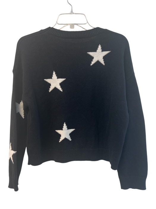 Rails Size S Black Cotton & Cashmere Round Neck Stars Long Sleeve Knit Sweater Black / S