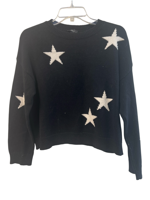 Rails Size S Black Cotton & Cashmere Round Neck Stars Long Sleeve Knit Sweater Black / S