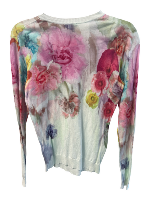 Ted Baker Size 2 Multi Cotton floral print Long Sleeve Round Neck Top Multi / 2