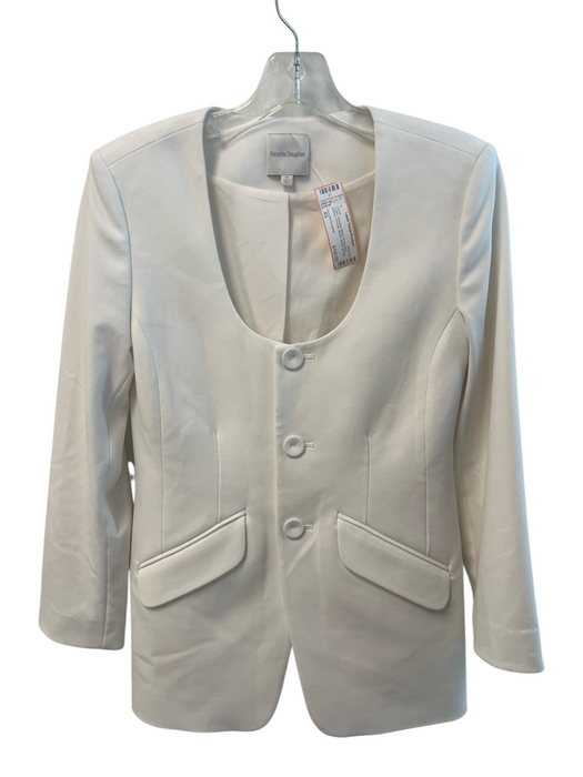 Favorite Daughter Size XS Cream Polyester Blend Scoop Neck Buttons Blazer Jacket Cream / XS