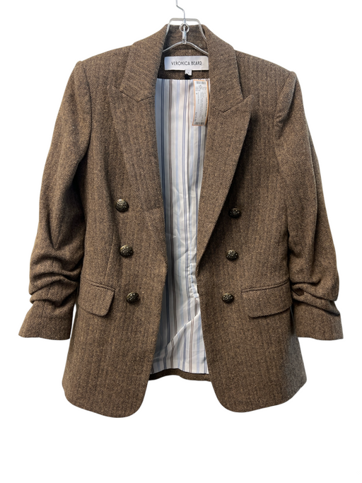 Veronica Beard Size 4 Brown Acrylic Blazer Hook & Eye Closure Buttons Jacket Brown / 4