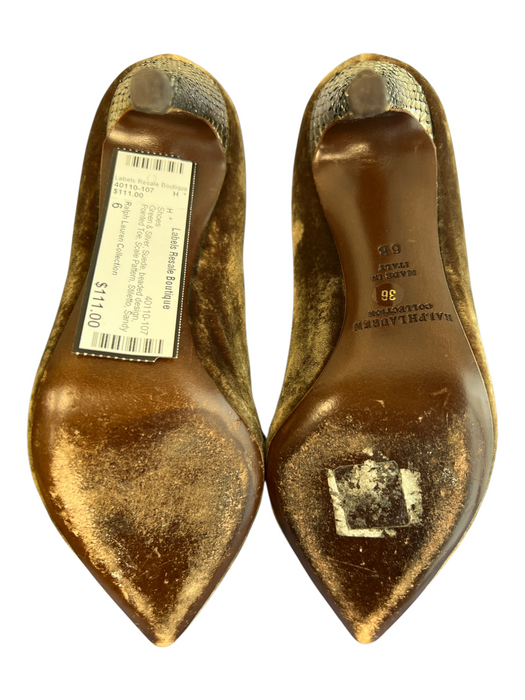 Ralph Lauren Collection Shoe Size 6 Green & Silver Suede beaded design Shoes Green & Silver / 6