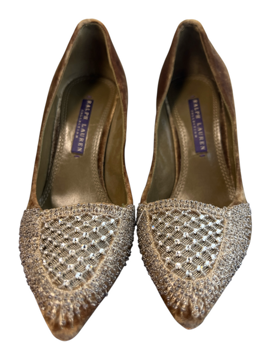 Ralph Lauren Collection Shoe Size 6 Green & Silver Suede beaded design Shoes Green & Silver / 6