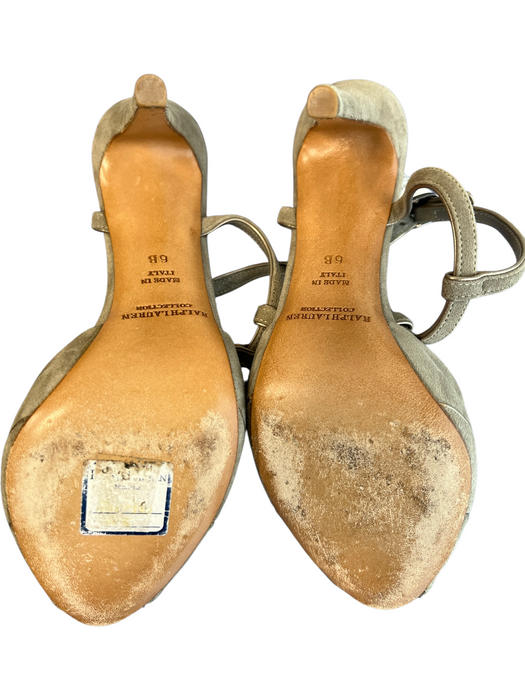 Ralph Lauren Collection Shoe Size 6 Green Suede open toe Ankle Strap Heel Shoes Green / 6
