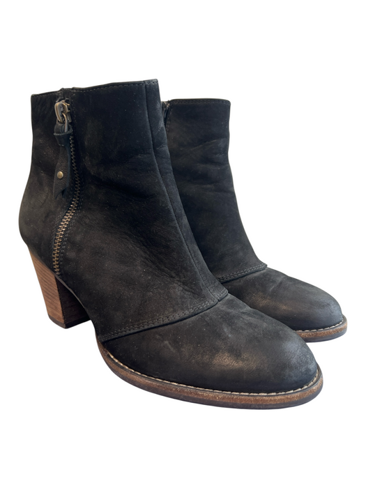 Paul Green Shoe Size 6 Black Leather Round Toe Side Zip Ankle Boot Shoes Black / 6