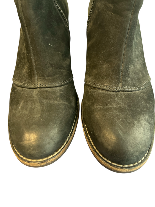 Paul Green Shoe Size 6 Black Leather Round Toe Side Zip Ankle Boot Shoes Black / 6