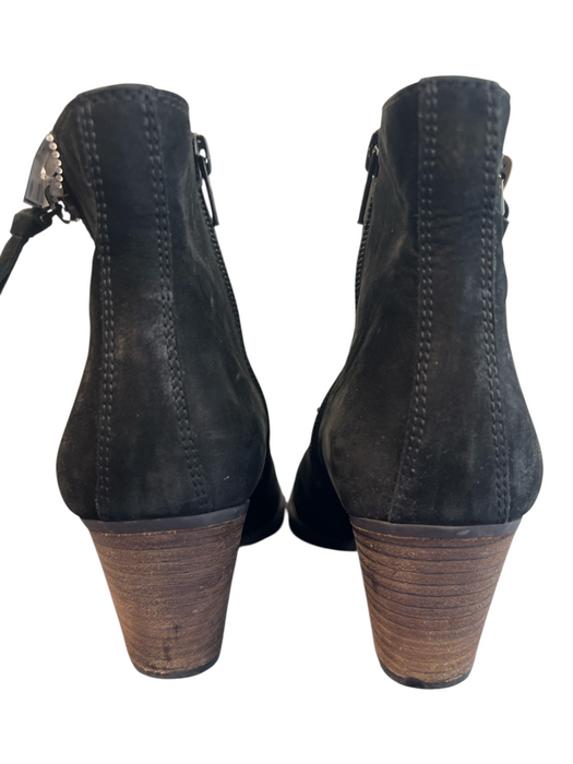 Paul Green Shoe Size 6 Black Leather Round Toe Side Zip Ankle Boot Shoes Black / 6