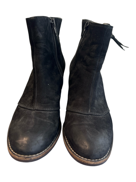 Paul Green Shoe Size 6 Black Leather Round Toe Side Zip Ankle Boot Shoes Black / 6