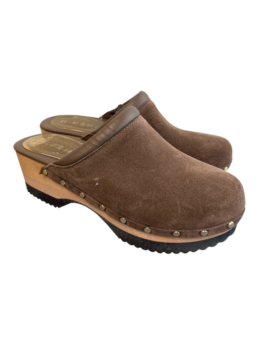 M. Gemi Shoe Size 38.5 Brown Suede Round Toe Silver Hardware Mule Platform Shoes Brown / 38.5