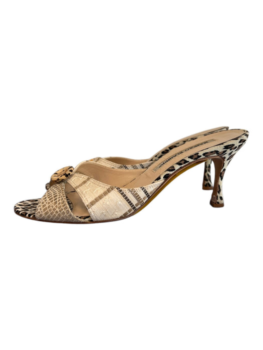 Manolo Blahnik Shoe Size 35.5 Tan & brown Leather open toe Animal Print Shoes Tan & brown / 35.5