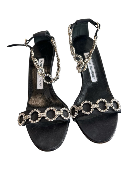 Manolo Blahnik Shoe Size 36.5 Black Rhinestone open toe Chain Detail Shoes Black / 36.5