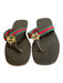 Gucci Shoe Size 36 Red & green Leather Canvas Gold Logo Flat Sandal Shoes Red & green / 36
