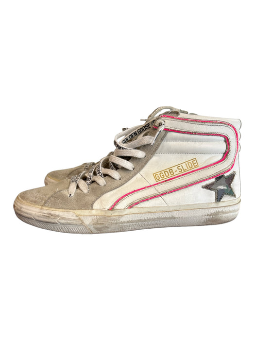 Golden Goose Shoe Size 36 White, Pink & Gray Leather & Suede High Top Shoes White, Pink & Gray / 36