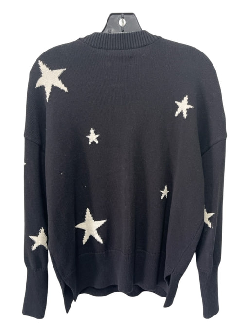 Pistola Size XS Black & White Cotton Crewneck stars Side Slits Sweater Black & White / XS