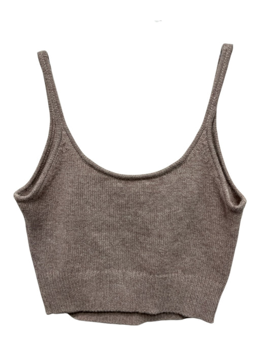 Reformation Size XS Beige Cashmere Blend Ribbed Hem Spaghetti Strap Cropped Top Beige / XS