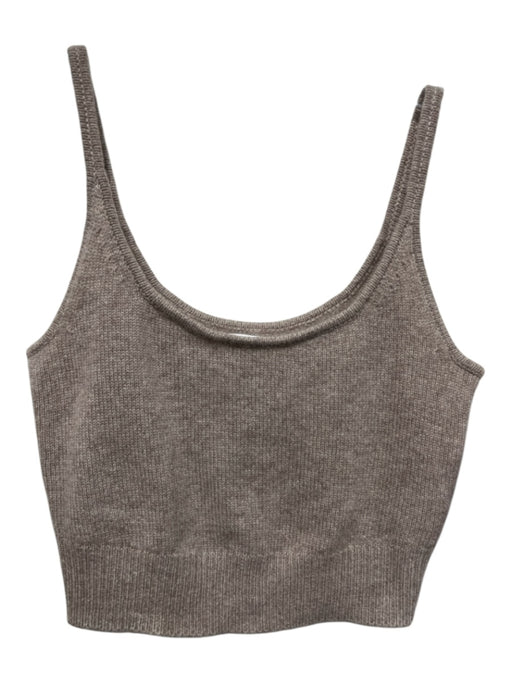 Reformation Size XS Beige Cashmere Blend Ribbed Hem Spaghetti Strap Cropped Top Beige / XS