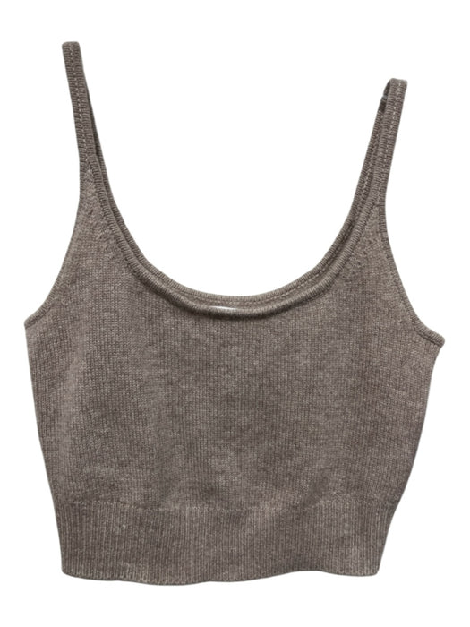 Reformation Size XS Beige Cashmere Blend Ribbed Hem Spaghetti Strap Cropped Top Beige / XS