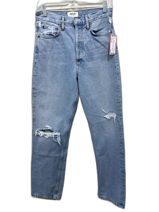 Agolde Size 24 Light Wash Cotton Denim High Waist Button Fly Straight Leg Jeans Light Wash / 24
