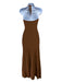 Dissh Size S Camel Brown Viscose Blend Ribbed Halter Sleeveless Midi Dress Camel Brown / S