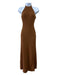 Dissh Size S Camel Brown Viscose Blend Ribbed Halter Sleeveless Midi Dress Camel Brown / S