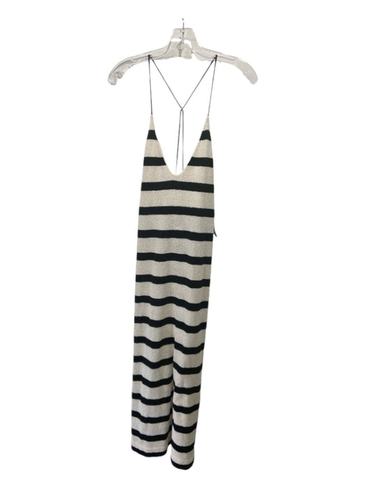 Massimo Dutti Size S Black & White Cotton Blend Striped U Neck Knit Dress Black & White / S