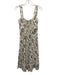 Reformation Size 10 White, Blue, Multi Floral Sweetheart Neckline Midi Dress White, Blue, Multi / 10